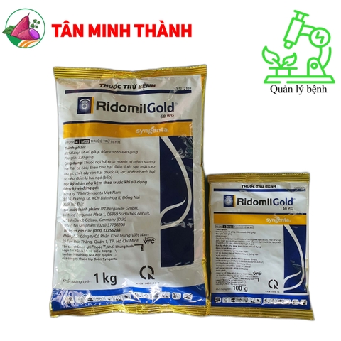 Ridomil Gold 68wp - Thuốc trừ bệnh sương mai, thán thư, loét sọc mặt cạo, chết cây con, chết nhanh đốm lá