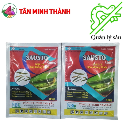 Sausto 50WG - Thuốc đặc trị sâu cuốn lá, nhện đỏ, bọ trĩ, sâu xanh
