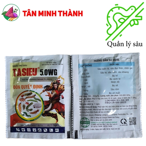 Tasieu 5WG - Thuốc trừ sâu sinh học, đặc trị sâu cuốn lá, bọ cánh tơ, sâu xanh, nhện đỏ, sâu vẽ bùa, rệp sáp, bọ xít, sâu tơ
