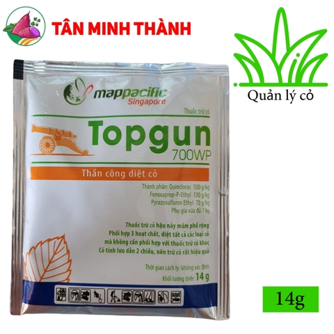 Topgun 700WP - Thuốc trừ cỏ hậu nảy mầm cho lúa, trừ cỏ chác lác, cỏ lồng vực, cỏ đuôi phụng, lúa cỏ
