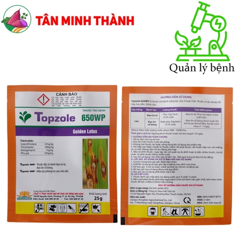 Topzole 650WP - Thuốc trừ bệnh đạo ôn lá, đạo ôn cổ bông, thối cổ gié, vàng lá