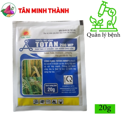 Totan 200WP - Thuốc đặc trị vi khuẩn, thối nhũn, vàng lá, héo xanh, lép vàng, thối trái, đốm lá