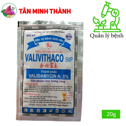 Vali Vithaco 5WP - Thuốc trừ bệnh khô vằn, đốm vằn, đen lép hạt, lở cổ rễ, thán thư