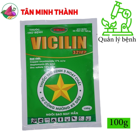 Vicilin 32WP - Thuốc đặc trị đạo ôn, cháy lá, thối cổ gié, héo xanh, chết nhanh, chết cây con, vàng lá, thối nhũn, thối trái