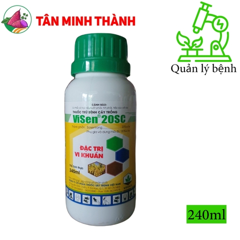 Visen 20SC - Thuốc đặc trị vi khuẩn gây bệnh cháy bìa lá, bạc lá, lem lép hạt, thối nhũn, héo xanh, chết cây con