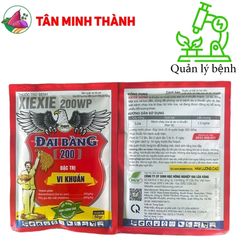 Xiexie 200SL Đại Bàng - Thuốc đặc trị vi khuẩn gây cháy bìa lá, bạc lá, cháy lá, thối nhũn, héo xanh, thối củ