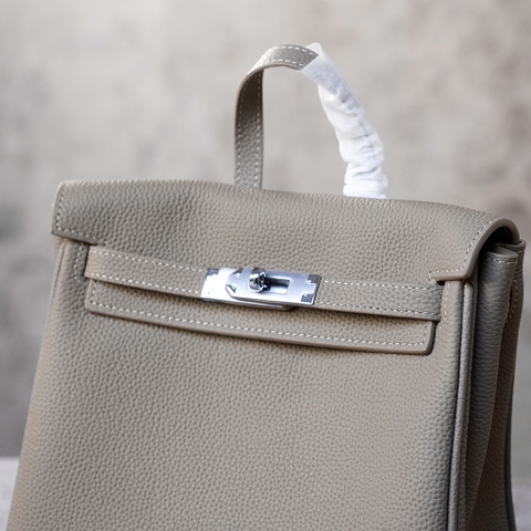 Balo Hermes Ado Remake Hàn Da Bò Togo 20cm Màu Xám