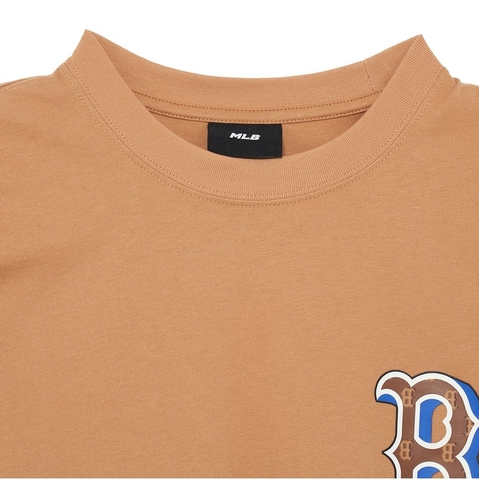 Áo Phông MLB Chữ B Logo Xanh 3ATSM3033-43SAS Màu Nâu
