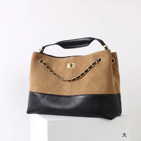 Túi Chanel Shopping Bag Bản Hàn Khoá Vuông Size 35cm Màu Nâu Vàng