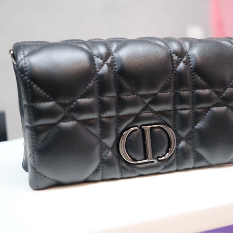 Túi Cầm Tay Dior Small Caro Da Bê Màu Đen Size 20cm