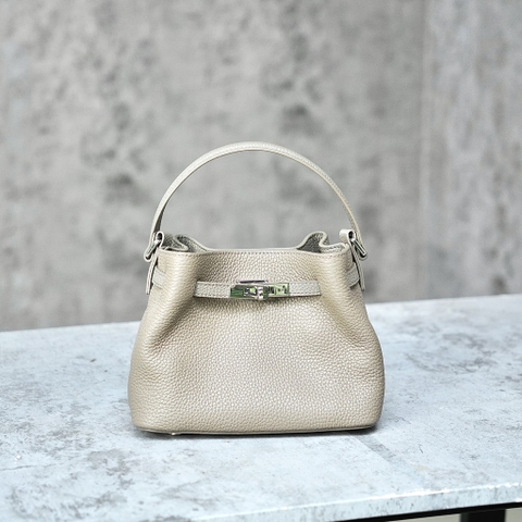 Túi Mini Kelly Bucket Bản Hàn Da Bò