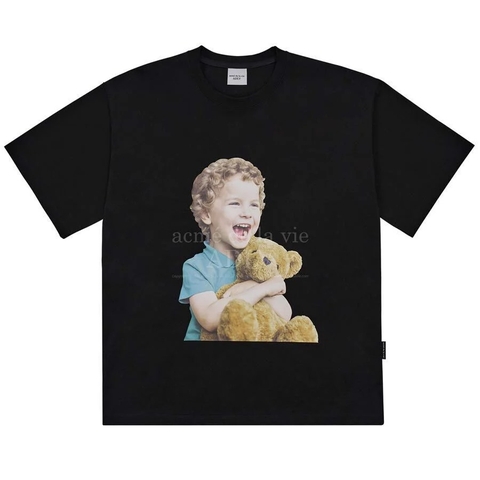 Áo Phông ADLV Baby Face Bé Ôm Gấu Màu Đen