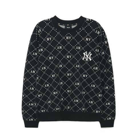 Áo Len Monogram MLB Logo Chữ NY 2023 Màu Đen