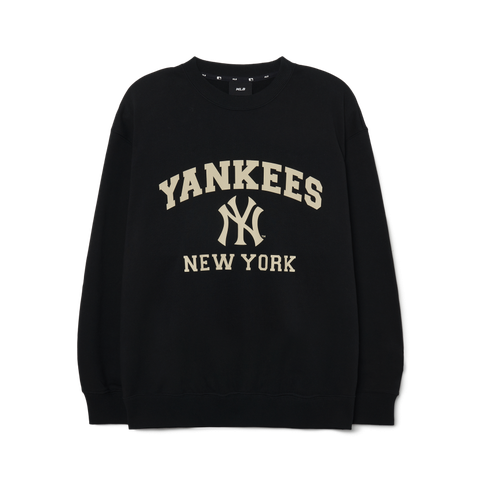 Áo Nỉ Da Cá MLB Logo Trước NY Màu Đen