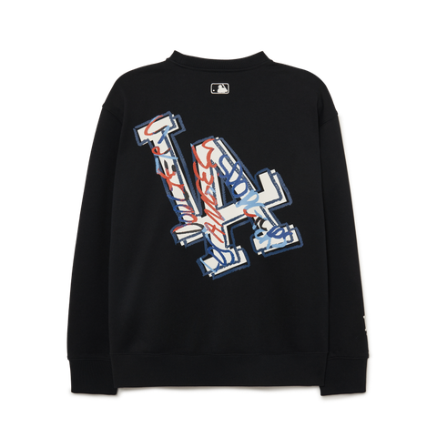 Áo Nỉ Dài Tay MLB Logo Lưng LA Màu Đen