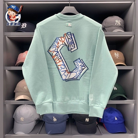 Áo Nỉ MLB 2023 Lưng Chữ C Màu Xanh Nhạt