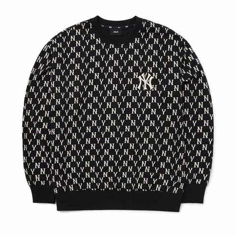 Áo Nỉ Sweater MLB Monogram Logo NY 3AMTM0224-50BKS Màu Đen