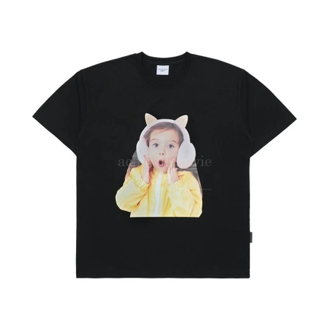 Áo Phông ADLV Baby Face Chụp Tai Mèo Màu Đen