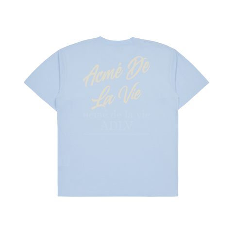 Áo Phông ADLV Tshirt Logo Chữ Nghiêng Màu Xanh Dương