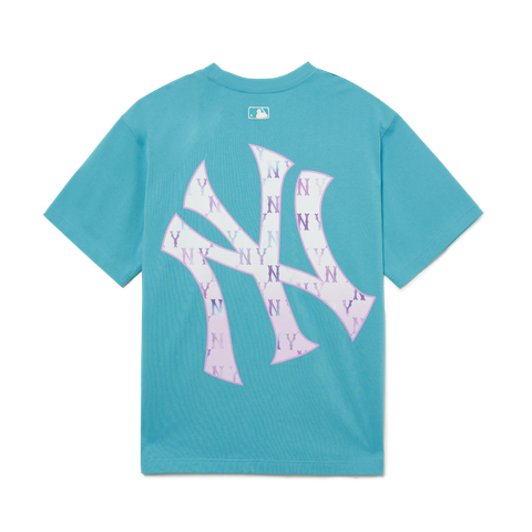 Áo Phông MLB Gradient Logo NY Loang 3ATSM0633-50TQS Màu Xanh Blue