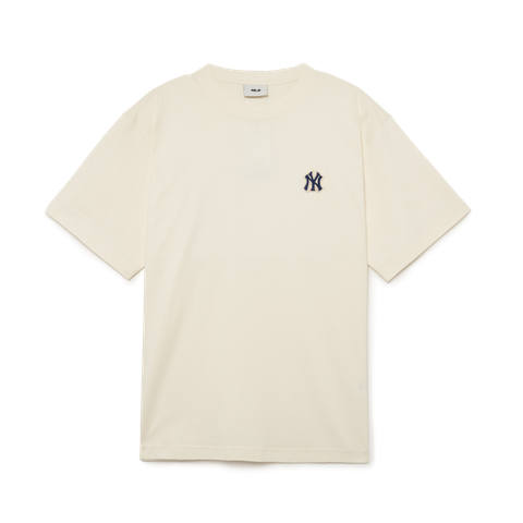 Áo Phông MLB Monogram Logo NY Loang Màu Kem