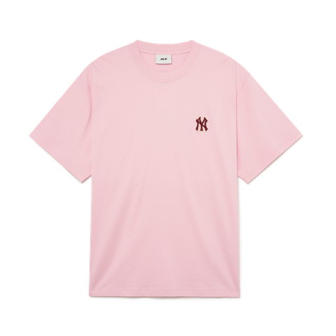 Áo Phông MLB Monogram Logo NY Loang Màu Hồng