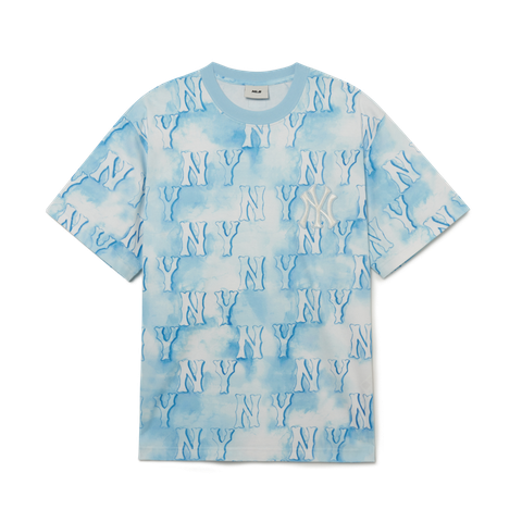 Áo Phông MLB Monogram Water Logo NY 3ATSM1033-50ABS Màu Xanh Blue