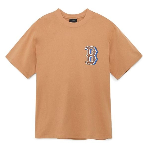 Áo Phông MLB Chữ B Logo Xanh 3ATSM3033-43SAS Màu Nâu