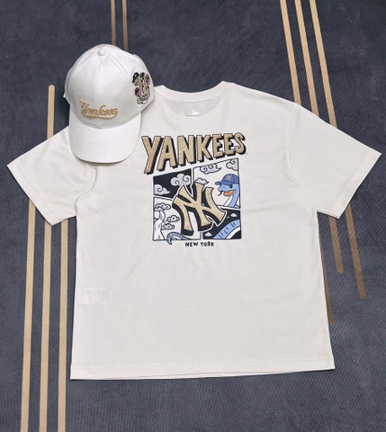 Áo phông MLB unisex cổ tròn tay ngắn New Year Snake Cartoon Graphic
