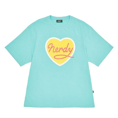 Áo Phông Nerdy Cursive Logo Heart Màu Xanh Mint