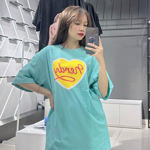 Áo Phông Nerdy Cursive Logo Heart Màu Xanh Mint