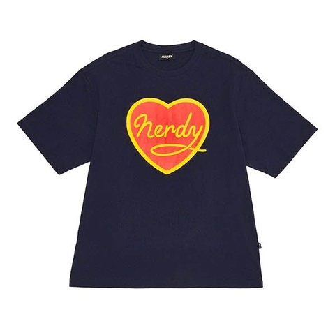 Áo Phông Nerdy Cursive Logo Heart Màu Xanh Navy
