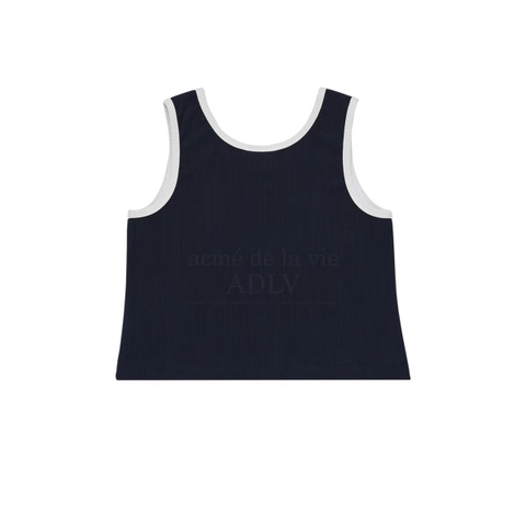 Áo Tank Top Crop ADLV Viền Trắng Màu Xanh Navy