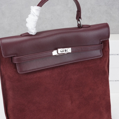 Balo Retro Korea Da Lộn Size 30cm Màu Đỏ Ancora