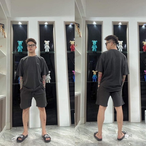 Bộ Quần Áo Lifework Cotton Màu Xám Đậm