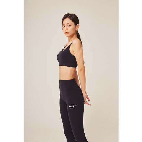 Bộ Áo Bra Và Quần Legging NERDY FIT Slim Cotton Màu Đen