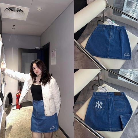 Chân Váy MLB Chữ Yankess Vải Denim