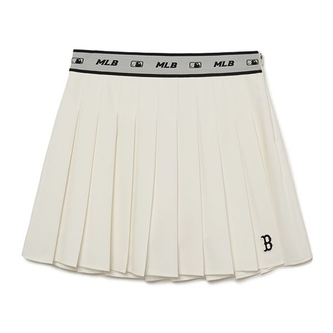 Chân Váy MLB Xếp Ly Chữ B 3FSKB0133-43IVS Màu Trắng