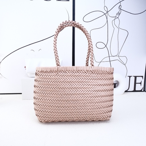 Giỏ Đan Korea Màu Hồng Da Bò Size 26cm