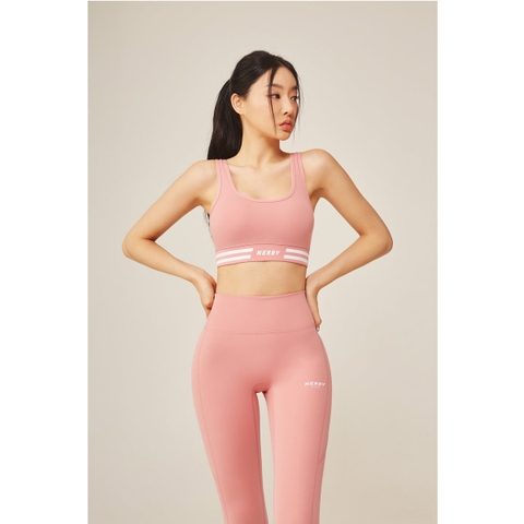 Bộ Áo Bra Và Quần Legging NERDY FIT Active Slim Cotton Màu Hồng