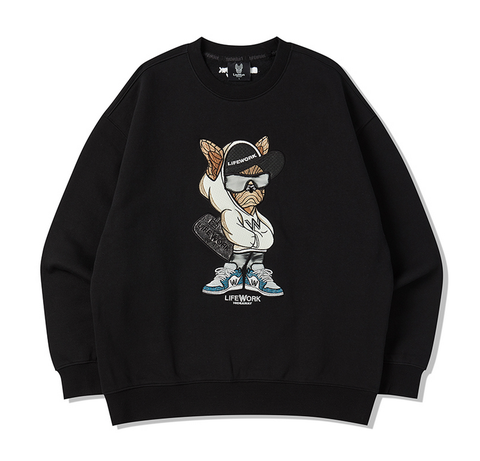 Áo Nỉ Lifework Chó Mặt Ngầu Mặc Hoodie 2023 Màu Đen