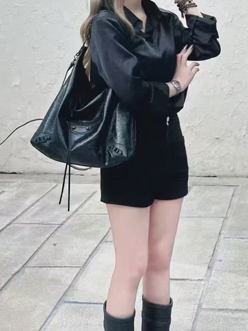 Túi Balenciaga Le City Hobo Bản Hàn Da Bê Size 38cm Màu Đen