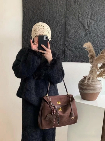 Túi Balenciaga Rodeo Da Bê Size 35cm Màu Nâu Khoá Vàng