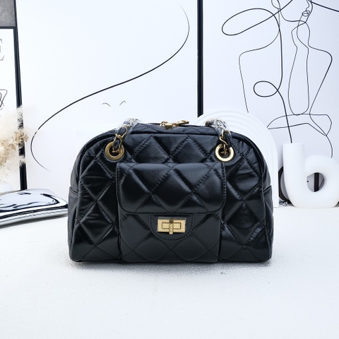 Túi Chanel Helen Bản Hàn Da Bê 26cm Màu Đen
