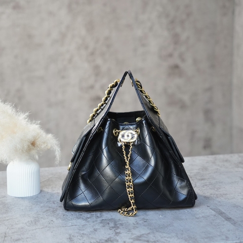 Túi Đeo Vai Chanel 25 Da Bò Trơn Màu Đen