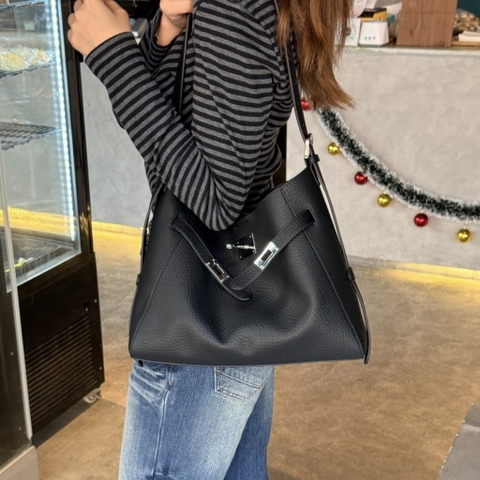 Túi Hobo HM Thiết Kế Hàn Size 32cm Da Bò Togo Màu Đen