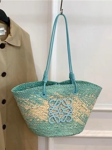 Túi Tote Đi Biển Loewe Đan Cói Size 26 cm