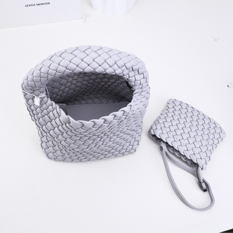 Túi Tote Mini Dệt Tay Made Korea Màu Xám