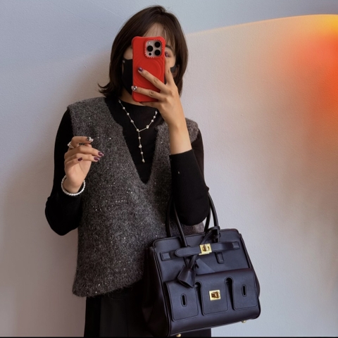 Túi Xách Balenciaga Bel Air Da Bê Size 31cm Màu Đen