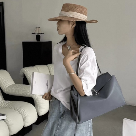 Túi Xách Balenciaga Rodeo Bản Hàn Da Bê 35 cm Màu Xám